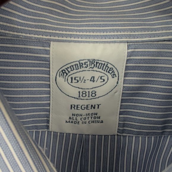 Brooks Brothers Regent Striped Classic Button-Up Dress Shirt Blue Sz 15.5 4/5 - Picture 4 of 9